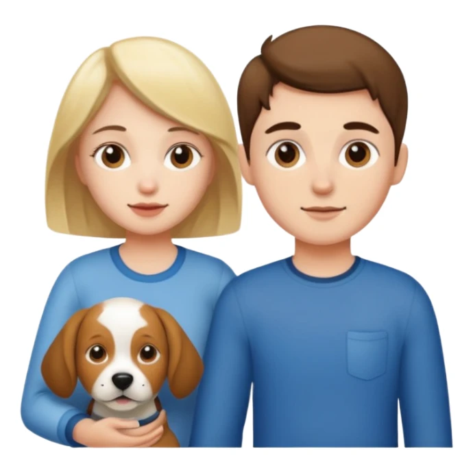 Girl and boy with a dog sticker