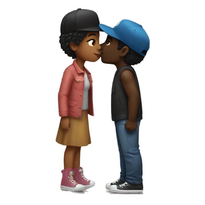Black girl, kissing a black guy in trucker hat sticker