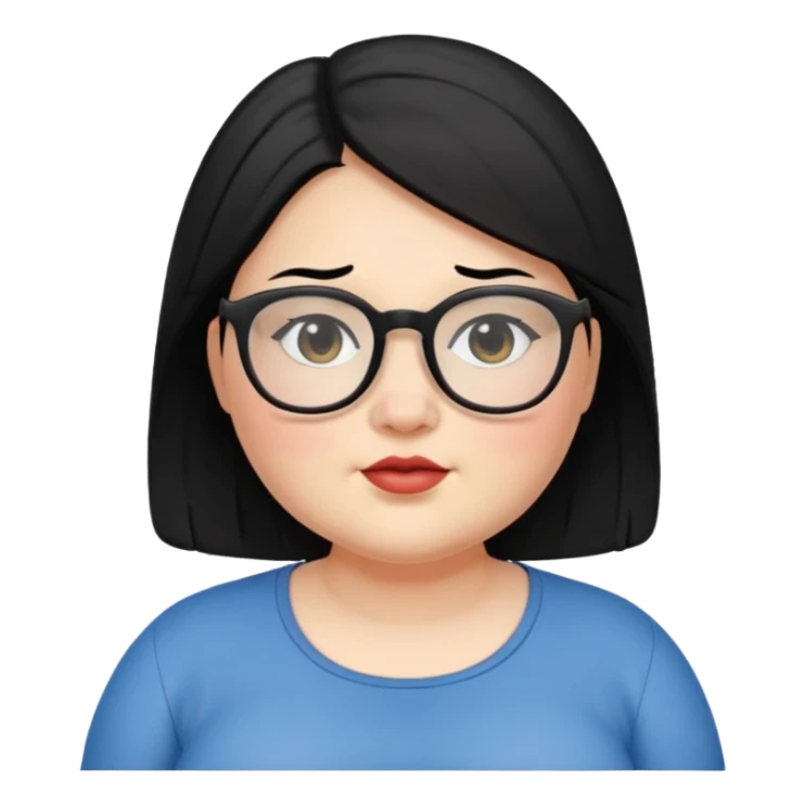 Chubby Woman with black hair and glasses  sticker