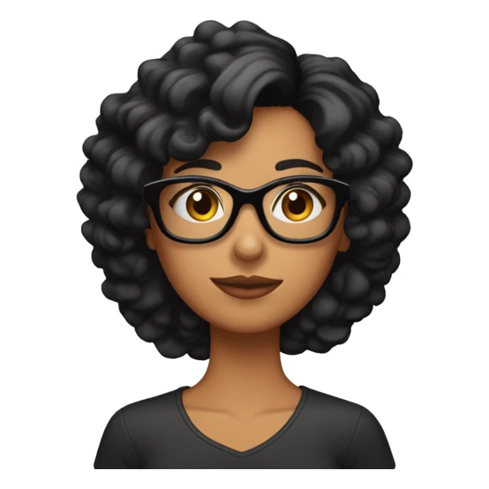 chica morena con el pelo negro liso y gafas sticker