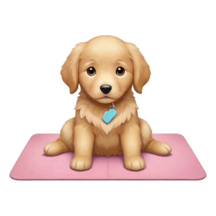 Funny Golden retriever puppy on light pink yoga mat sticker