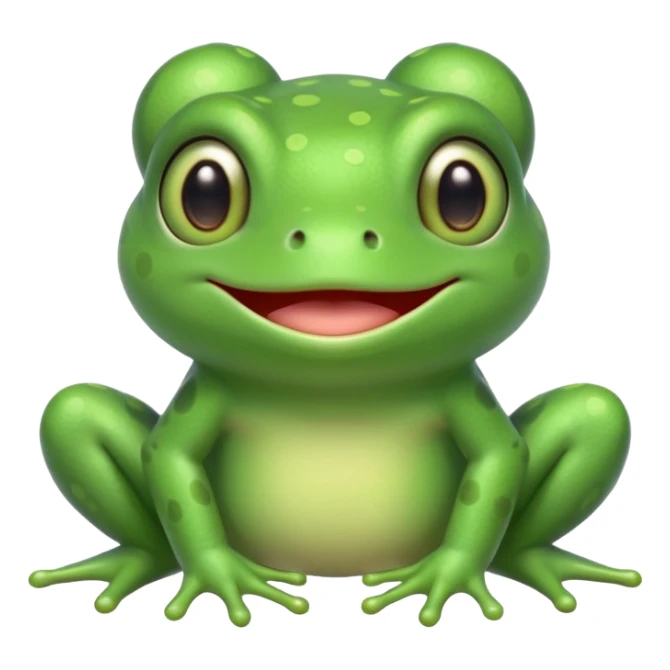 simple kawaii frog whole body, very simple dot eyes, vey big pupils sticker