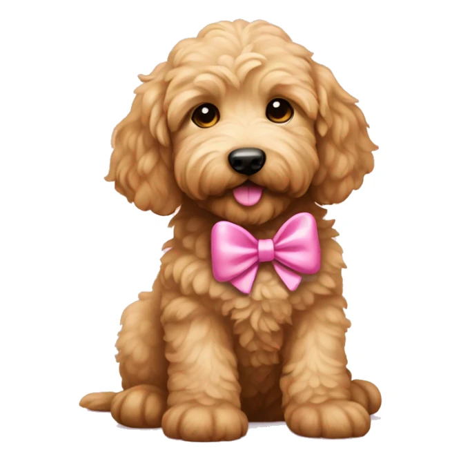 Golden doodle puppy with pink bow sticker