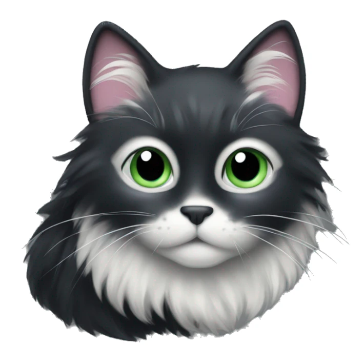 fluffy black cat with white spot on month sticker