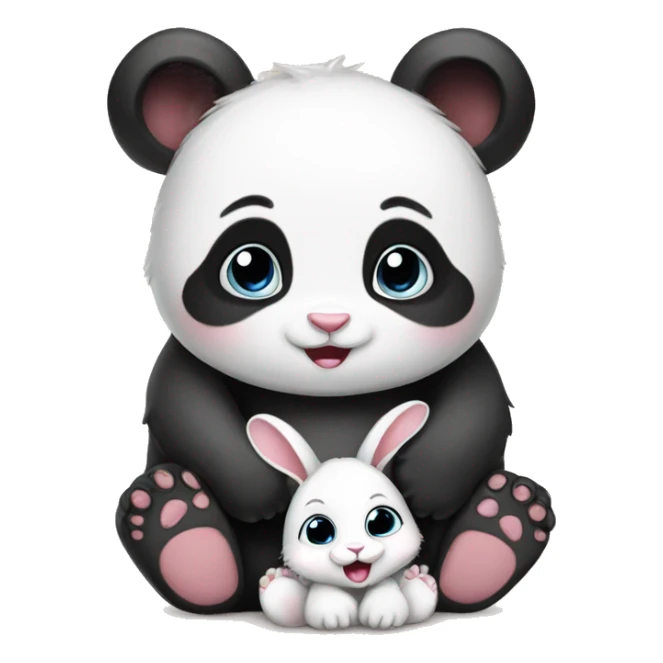 baby panda and baby bunny sticker