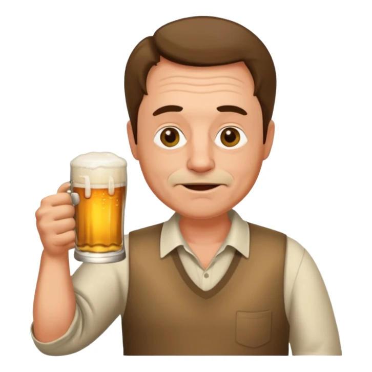 drunk middle man with a glass of beer sticker