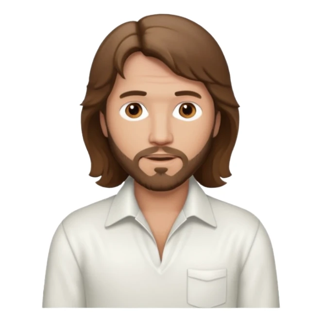 Barry Gibb brown eyes, brown hair, white outfit sticker