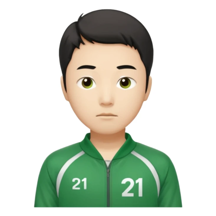 llustrate Cho Sang-woo (Player 218) in green tracksuit with the number 218 bold on the chest & sleeves. sticker