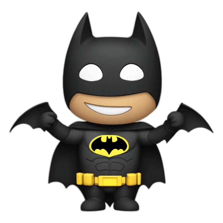 The image depicts a cartoon character dressed as Batman, holding long a blank piece of paper. The background is black. sticker