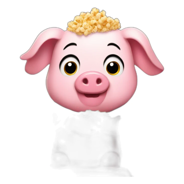 Cute Pig sitting with popcorn in the movie theater sticker
