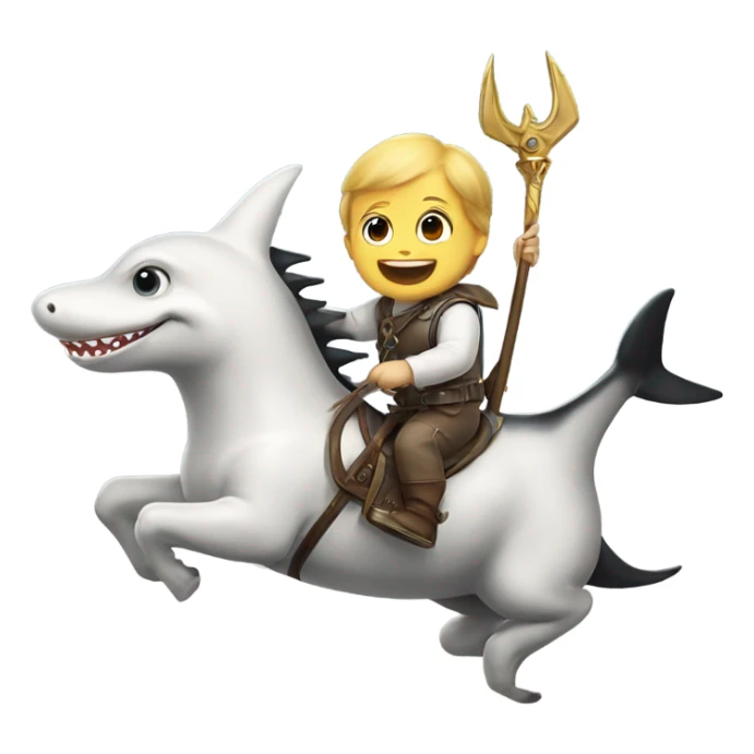 baby shark with trident riding a flying horse sticker