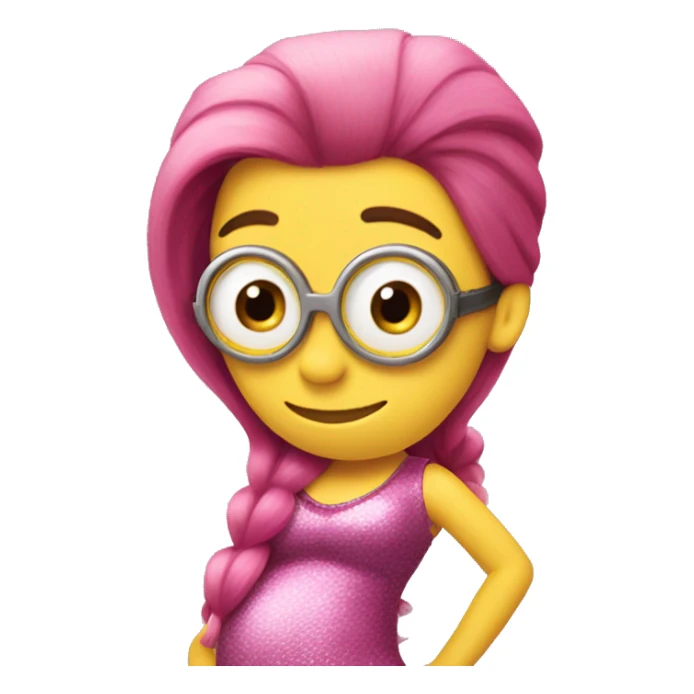 despicable me minion with pink mermaid tail and brown hair sticker