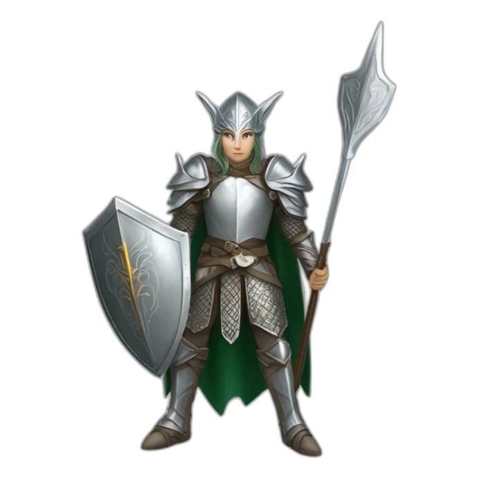 gondolindrim elven warrior silmarillion with silver armor, shield and spear sticker