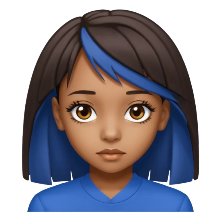 Lisa Left Eye Lopes with dark brown long hair, brown eyes, blue outfit sticker