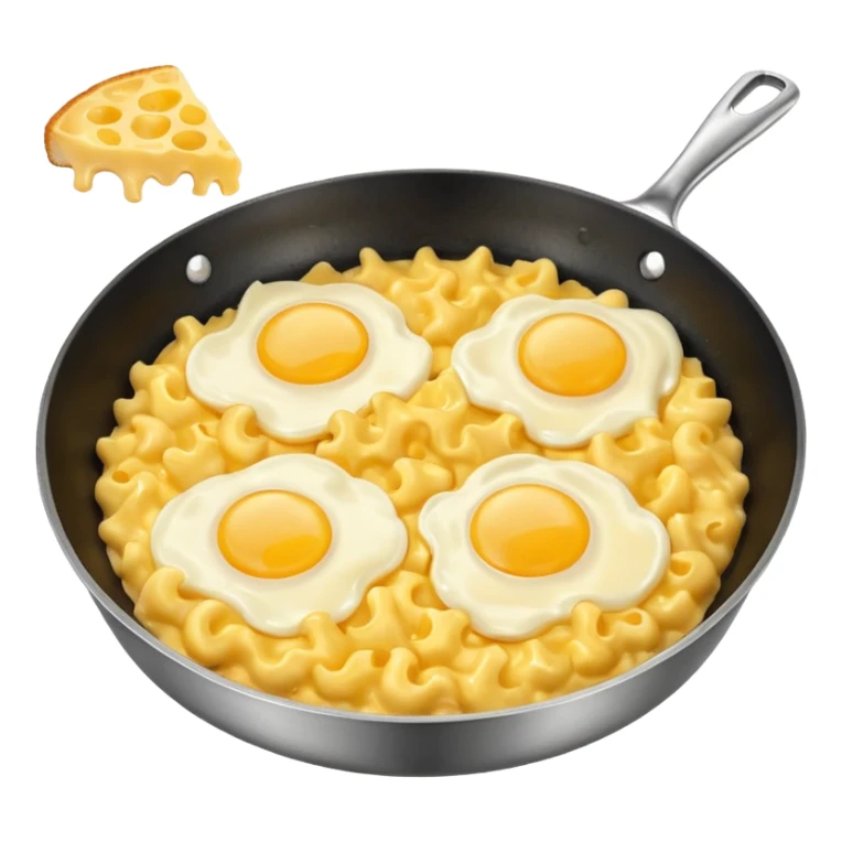 Fried Scrambled eggs and Mac and cheese in a frying pan sticker