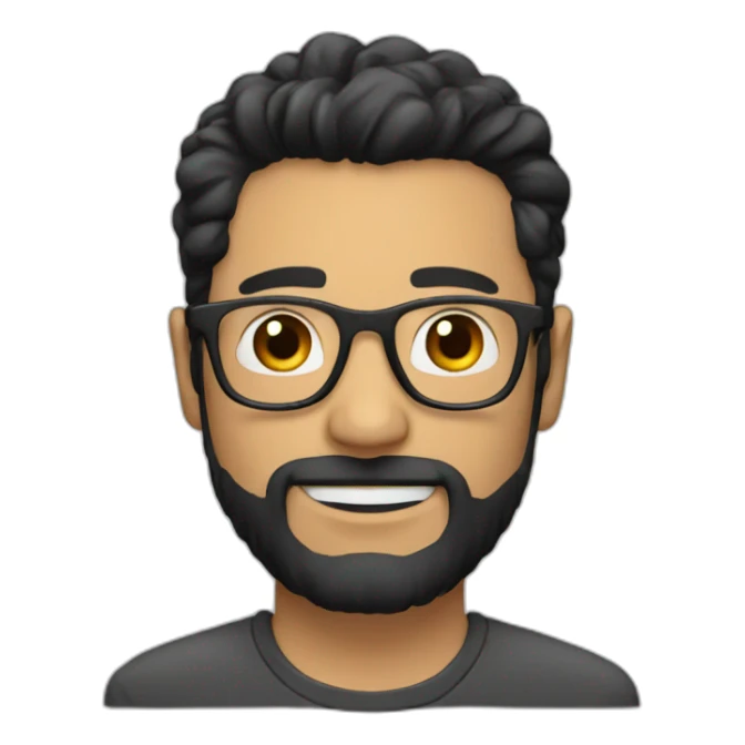 man with glasses and beard with good hairstyle like coder with black hair sticker