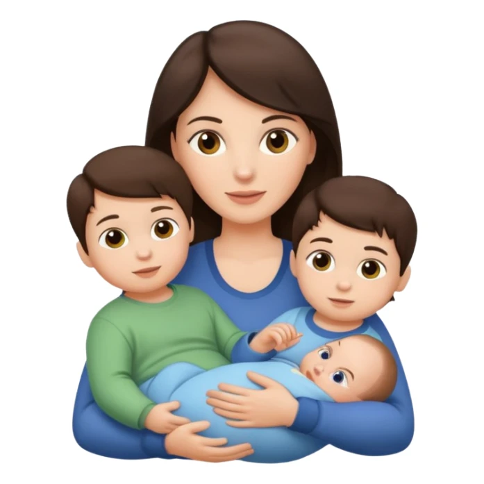 Brunette Mother holding a baby and two young sons sticker