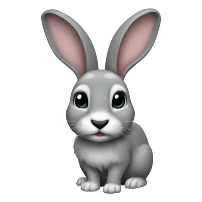 Rabbit with dark gray ears and black nose and gray tail sticker