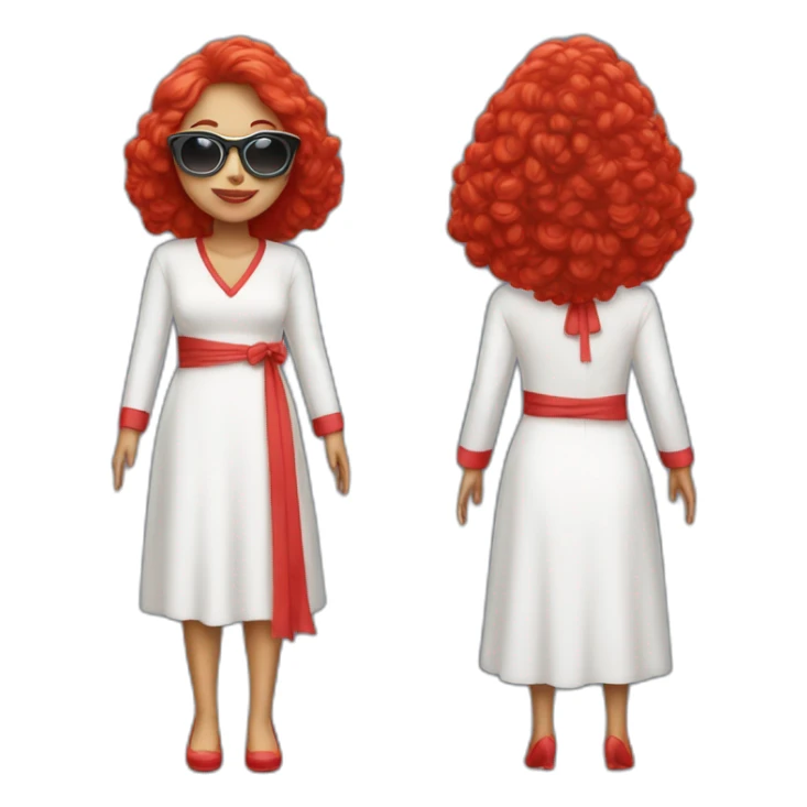 Grosse femme blanche en robe rouge et lunette sticker
