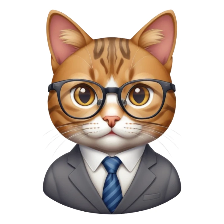 Cat with glasses looking like an office boss, professional business cat sticker