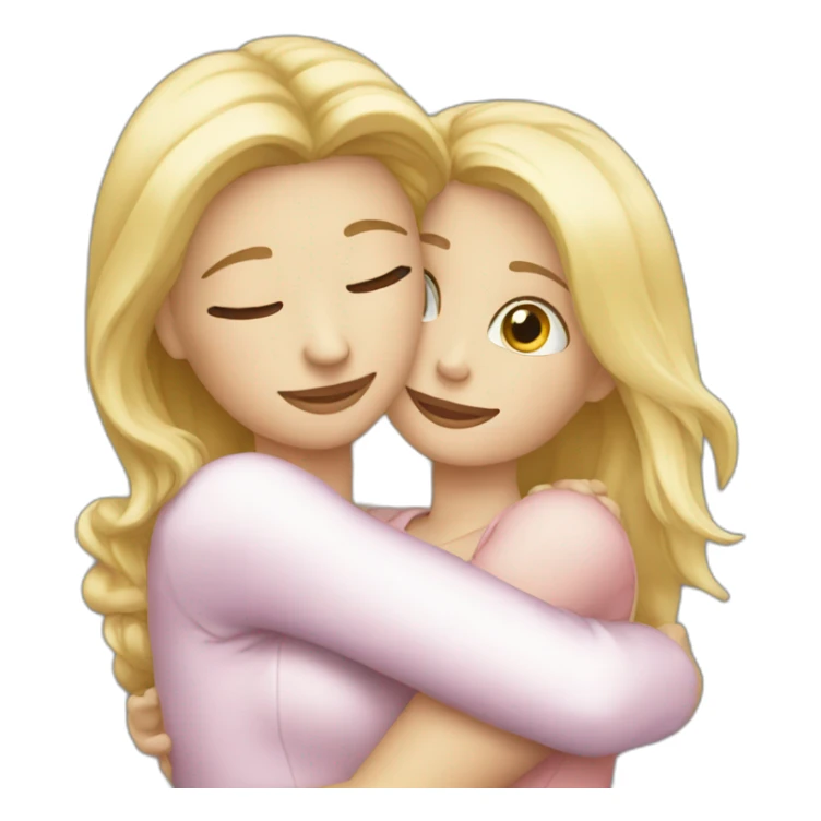 The woman blonde hugs the girl sticker