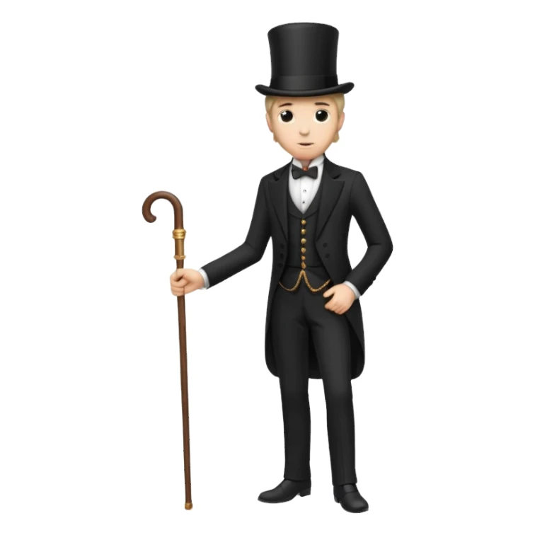 elegant Victorian gentleman in a top hat, full body, standing, back view sticker