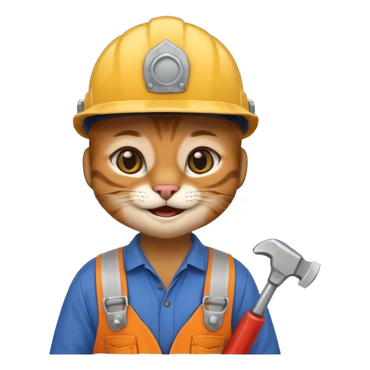 siam cat, handyman Outfit, wearing a Helmet sticker