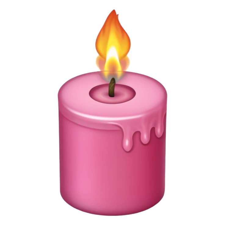 Draw a pink candle with a flame on it, seen from a bird's eye view sticker