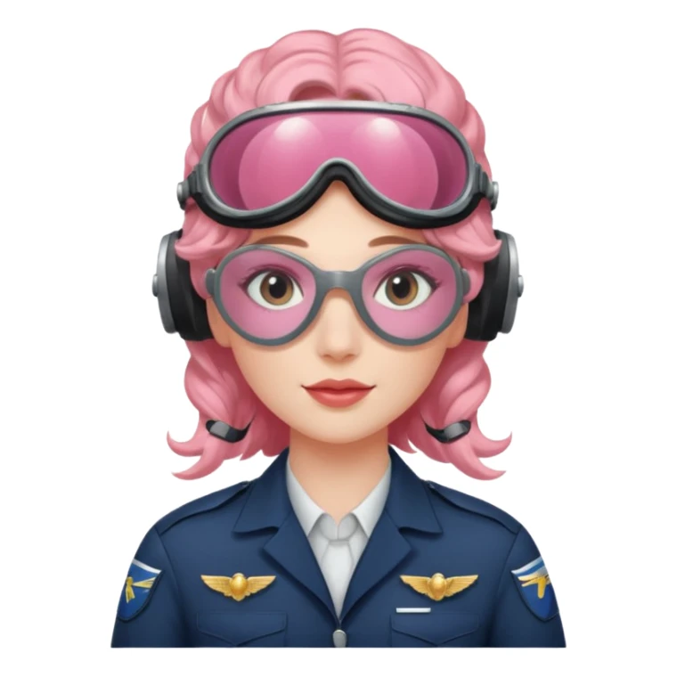 Flight Officer Lila – wavy rose-hair pilot with mirrored goggles sticker