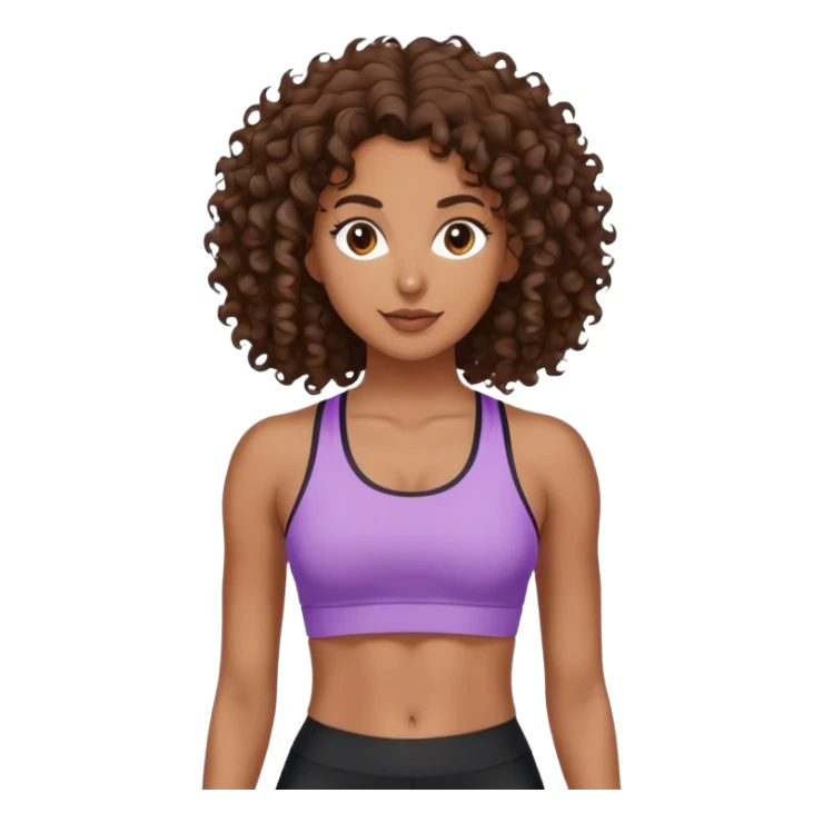 brunete curl medium hair woman working out sticker