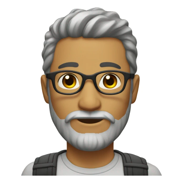 Enoji rotund cu ochelari si barba sticker