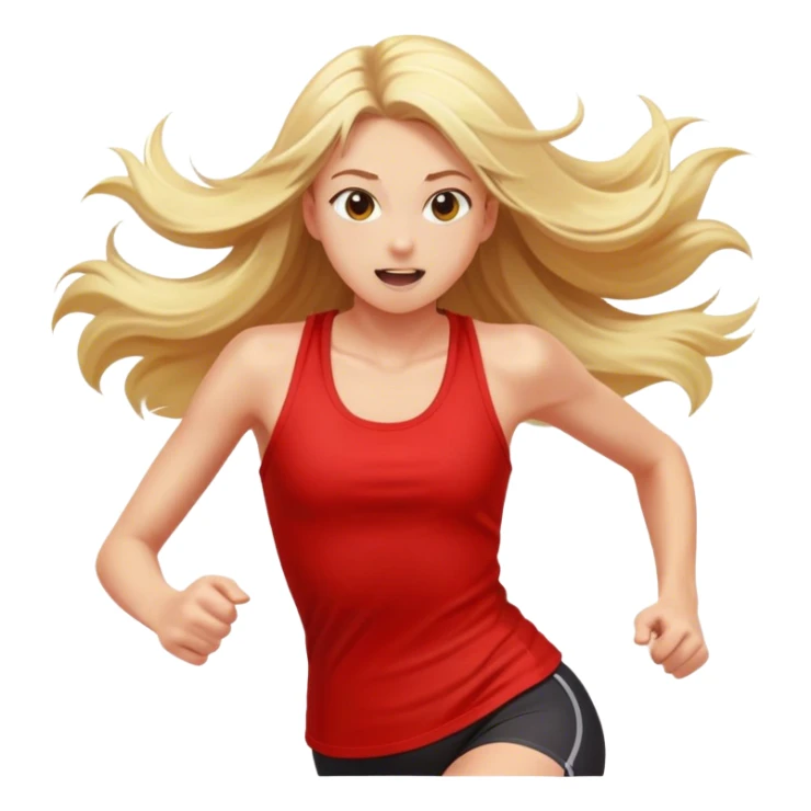 Blonde girl running in red tank top sticker