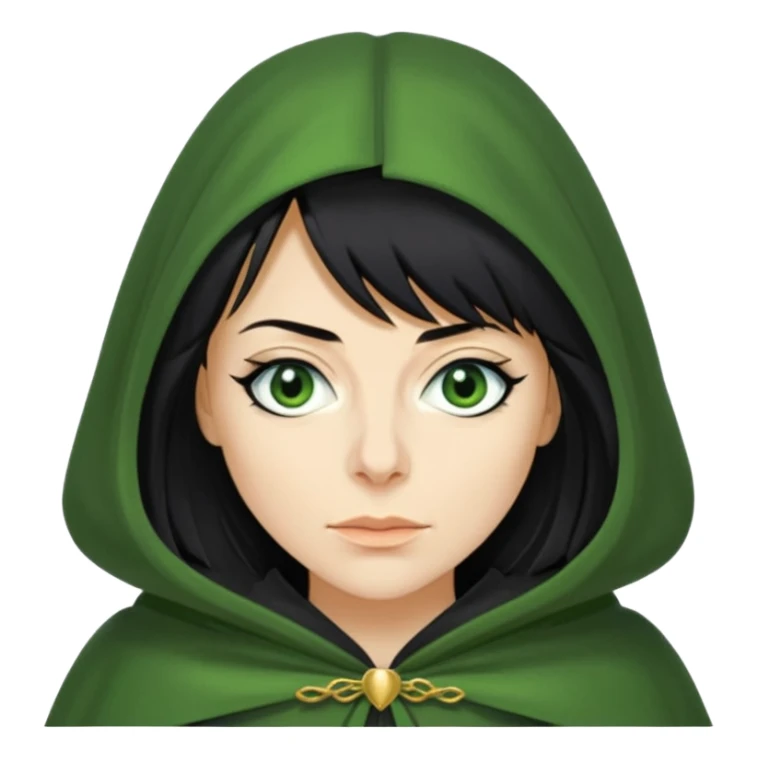 claudia winkleman as a traitor with a green cloak and black eyeliner sticker