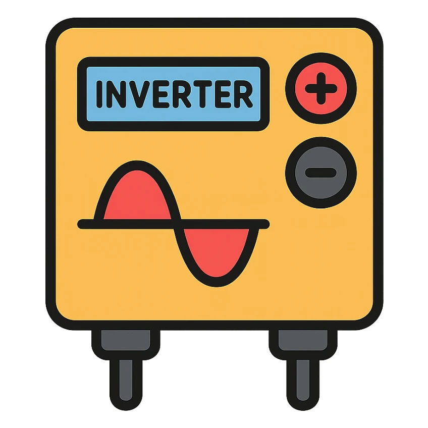 simple and modern icon of an inverter electrical device sticker