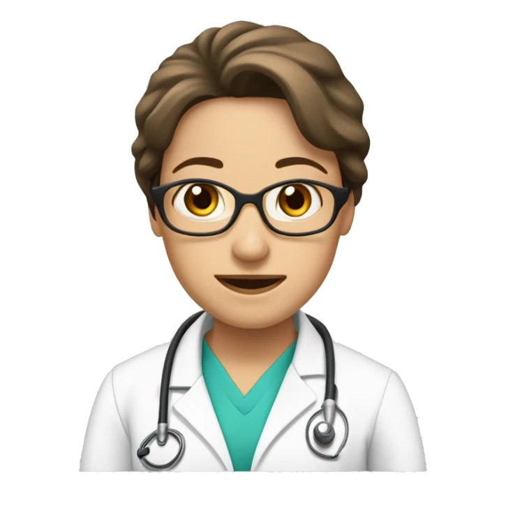 Doctora piel blanca, castaña, pelo largo y parada sticker