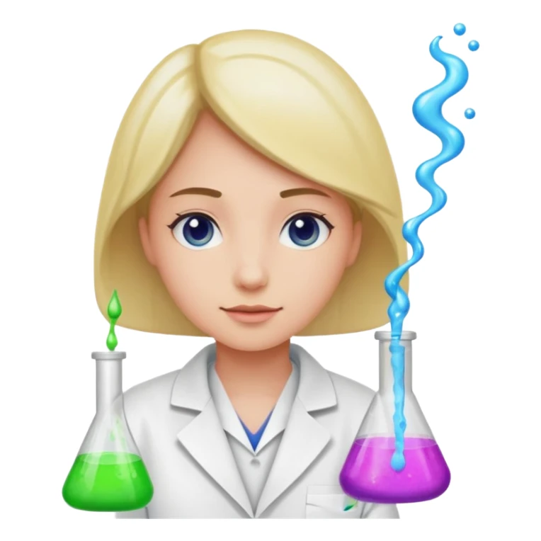 A person in a white coat is experimenting with chemicals. sticker