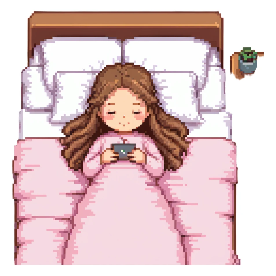 coquette girl sleeping in a pink soft bed sticker