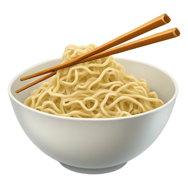 Bowl of noodles with chop sticks sticker