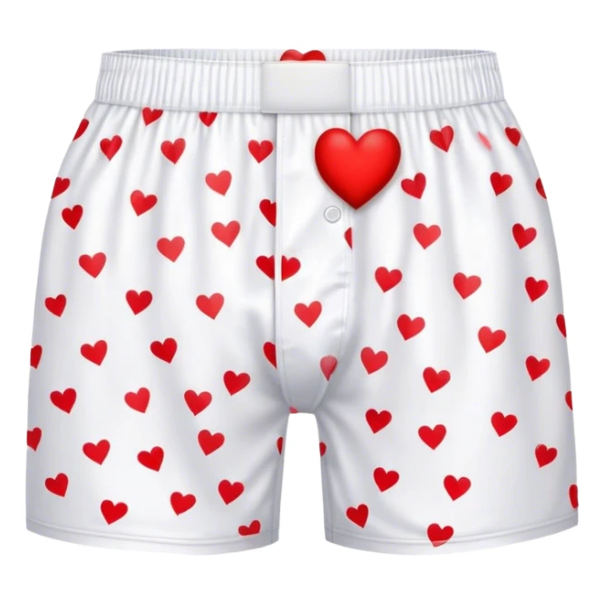 Red heart patterned white pair of boxers sticker