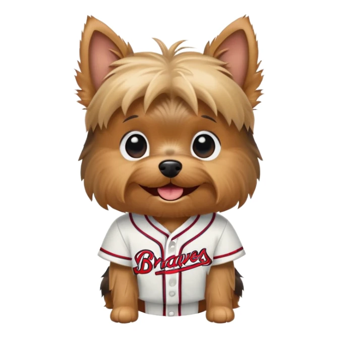 yorkie in braves outfit sticker