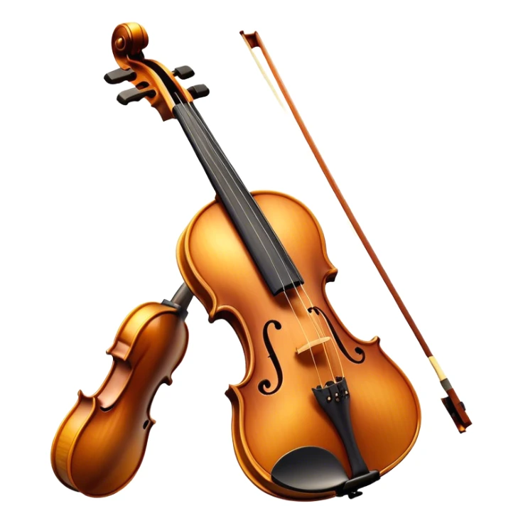 Cinematic Realistic Violin, rich polished wood with delicate curves, strings stretching tautly, fine dust particles catching the golden stage light, glowing with an elegant and timeless charm. sticker