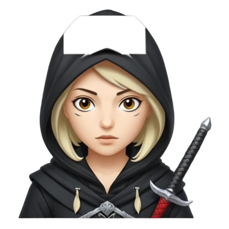 asasin woman with hood and sword sticker
