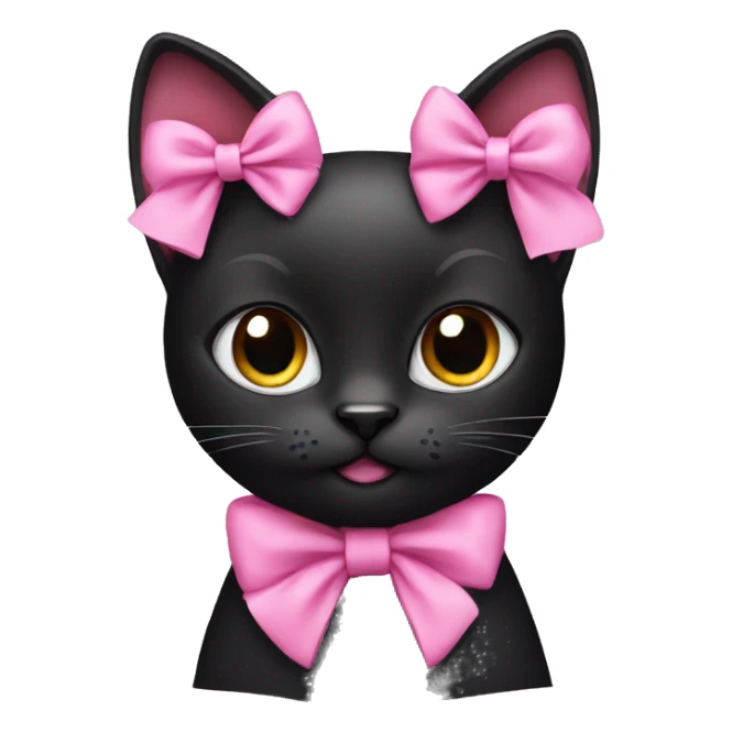 black cat wearing pink bows  sticker