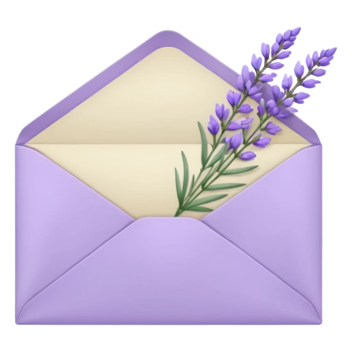 Pastel light whitish purple envelope with lavender flowers inside  sticker