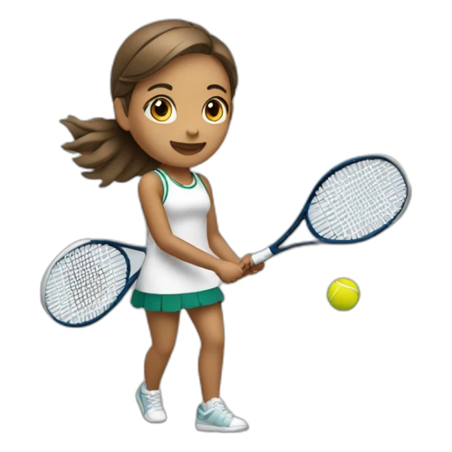 girls playing tennis with baguette  sticker