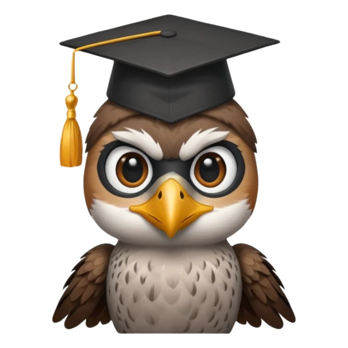 falcon with a black grad cap - semi realistic sticker