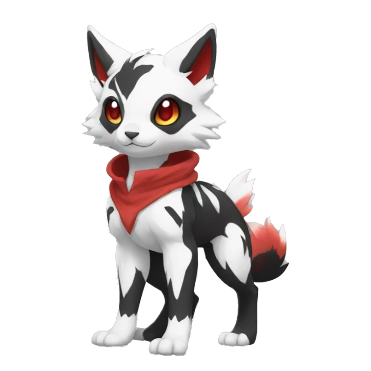 Cute cool black red white animal hybrid Fakemon full body sticker