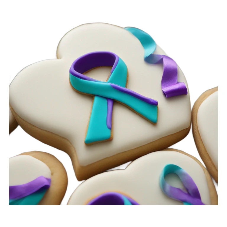 Purple and dteal Suicide awareness ribbon on heart cookie sticker