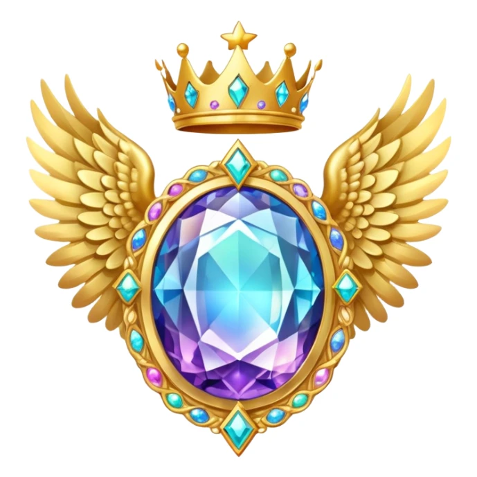 Big magic galactic gemstone award-in-frame-decorated-with-big-golden-angel--wings and crown sticker