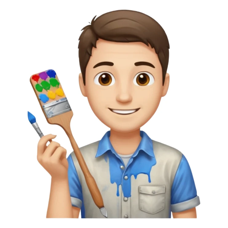 happy man painting a picture sticker